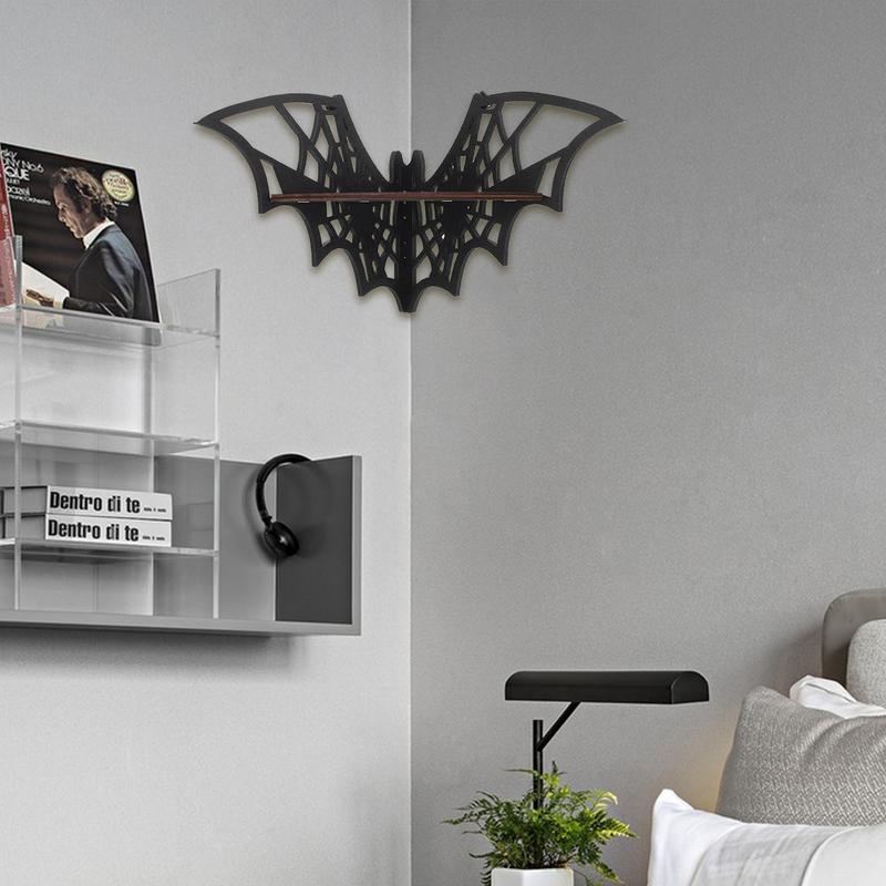 Bat Corner Shelves Wooden Floating Bat Wall Corner Shelves Gothic jewelry Display Shelf Halloween Home Decoration accessories