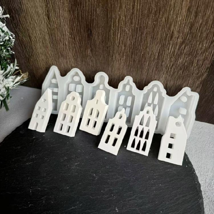 Ornament Mould Flexible Silicone Mold for Office Decoration Miniature House Shaped Desktop Embellishment Making Molds