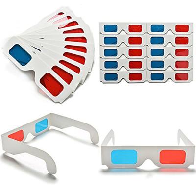 4Pcs 3D Cardboard Glasses Red & Cyan Anaglyph White Card Glasses for 3D Viewing