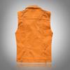 Korean Style Sleeveless Orange Denim Motorcycle Vest for Men
