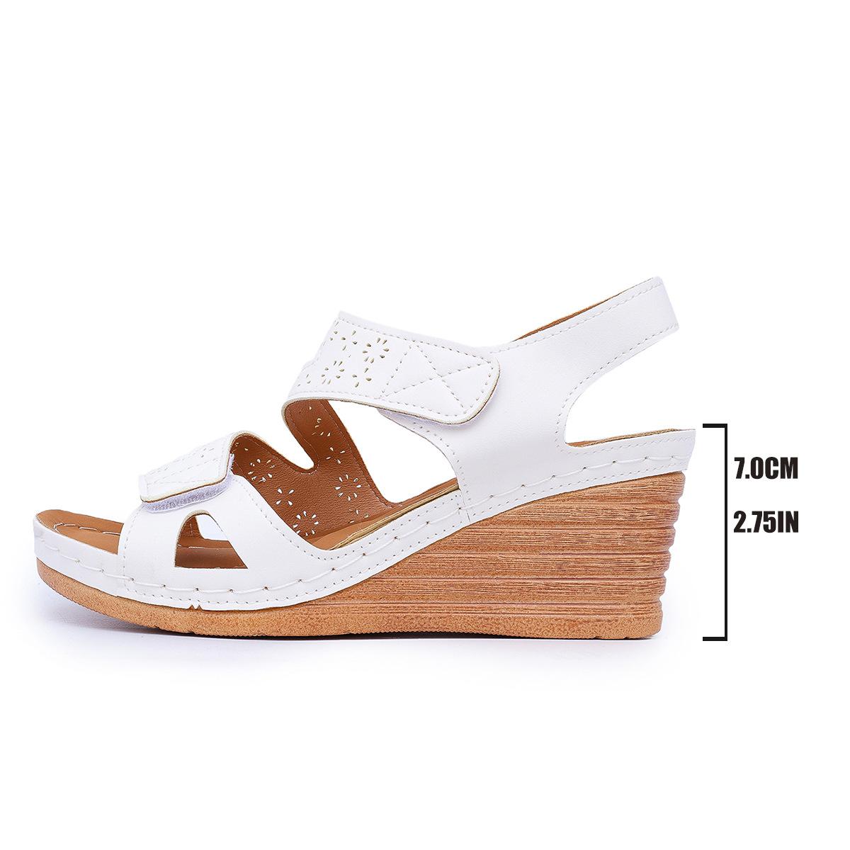 

Бестселлер Женские босоножки на танкетке 2025 - Летняя мода Регулируемые ремешки на липучке Нескользящие Удобные пляжные туфли 36 белый