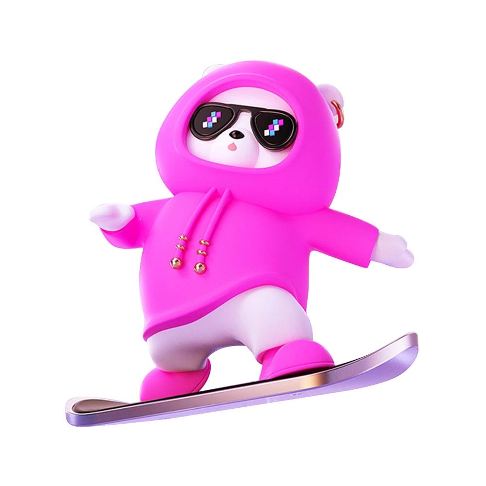 Car Dashboard Ornaments Automatic Sliding Skateboard Bear Mobile Cute Bear Decoration Interior Accessories Moving with Driving