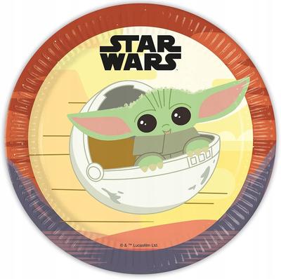 Papier-Teller Star Wars Mandalorian Baby Yoda Geburtstag 23cm 8Stk.