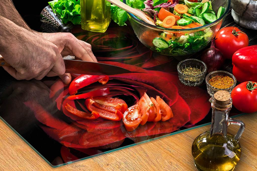 TABLA DE CORTAR DE CRISTAL 52x30 ROSA