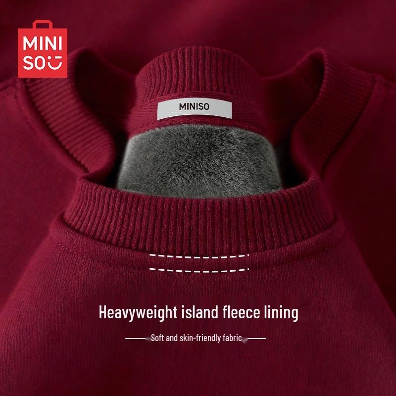 

MINISO Men s Simple Fleece Lined Pullover Sweatshirt L