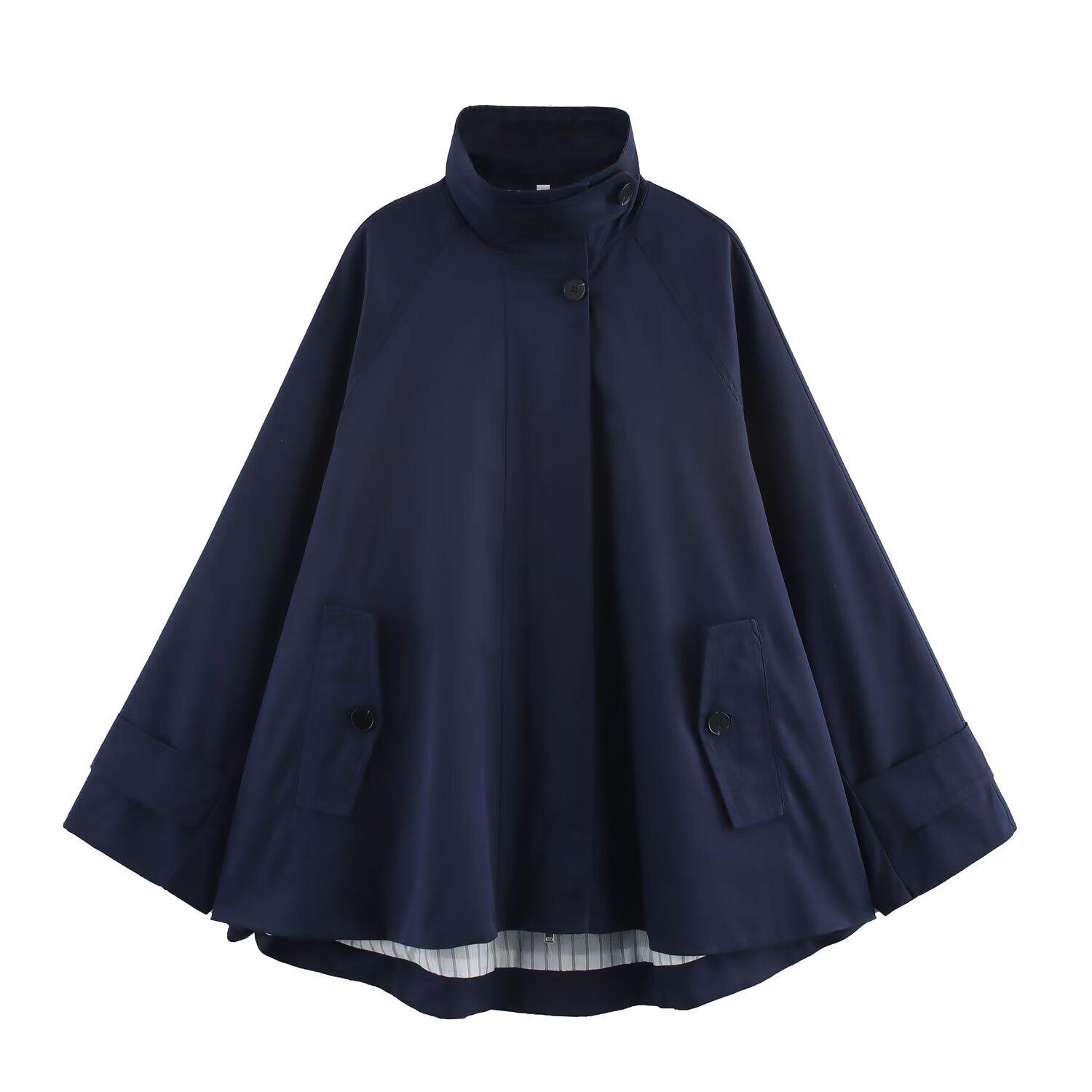 

2025 Spring/Summer Women s Cape-Style Coat with Tie Decoration Small