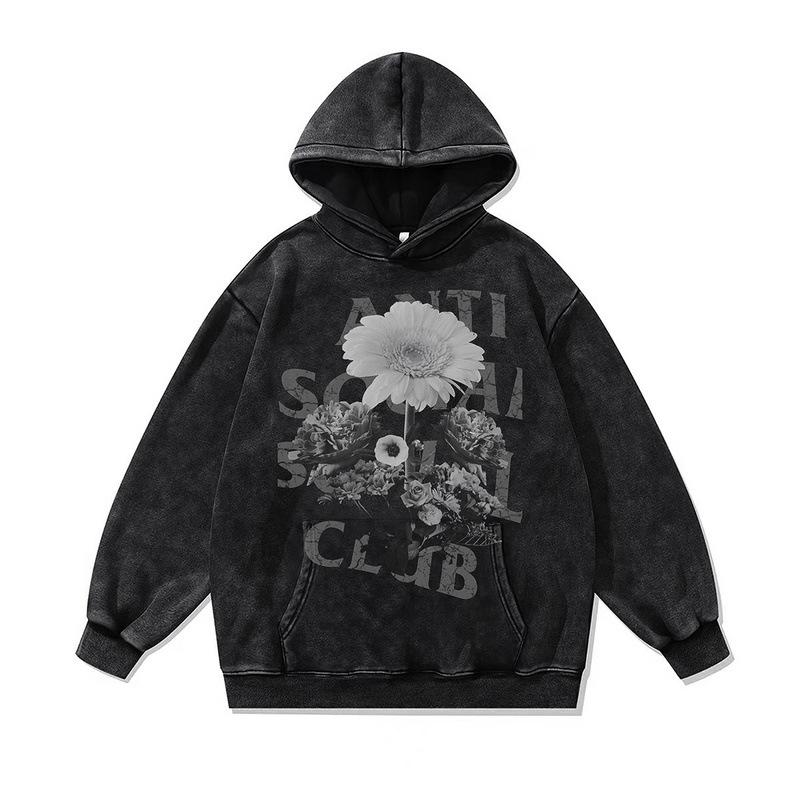 European And American Street Tide Brand Sweater Retro Trend Flower Printing Washed Old Large Version Hoodie Men And Women