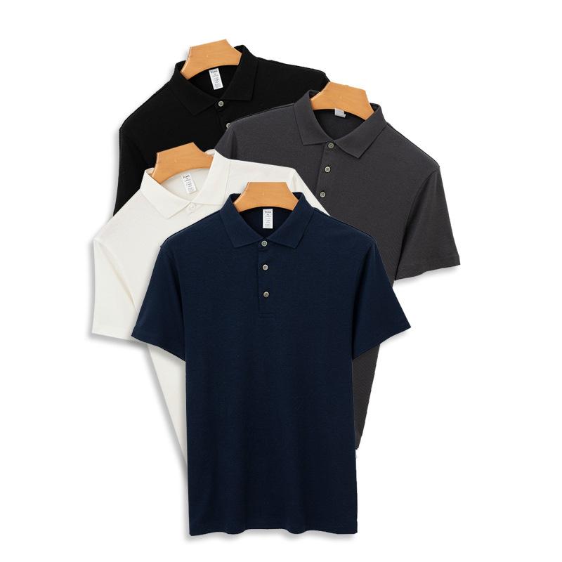 Luxury Thick Men's Short-sleeve T-shirt Casual Lapel Minimalist Lightweight Breathable Summer Casual Business T-shirt Minimalist Breathable Tops