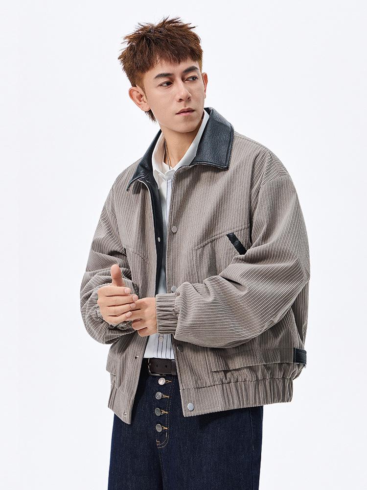 ACU Menswear | Men's Color Block Corduroy Lapel Jacket - 2026 Autumn/Winter High-End Casual Patchwork