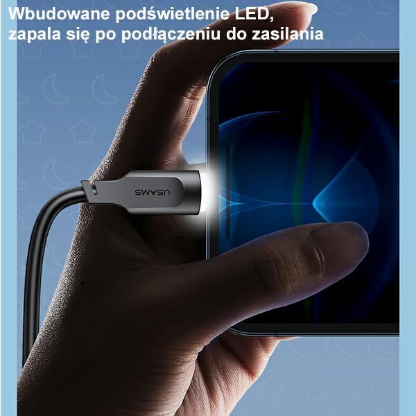 Usams Kabel Lightning  2,4A 1,2Mfast Charging Lithe Series  Czarny/Black Sj565Usb01(Us-Sj565)