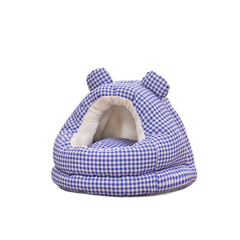 Four Seasons Semi-Closed Cozy Pet Bed for Cats & Dogs - Winter Warmth