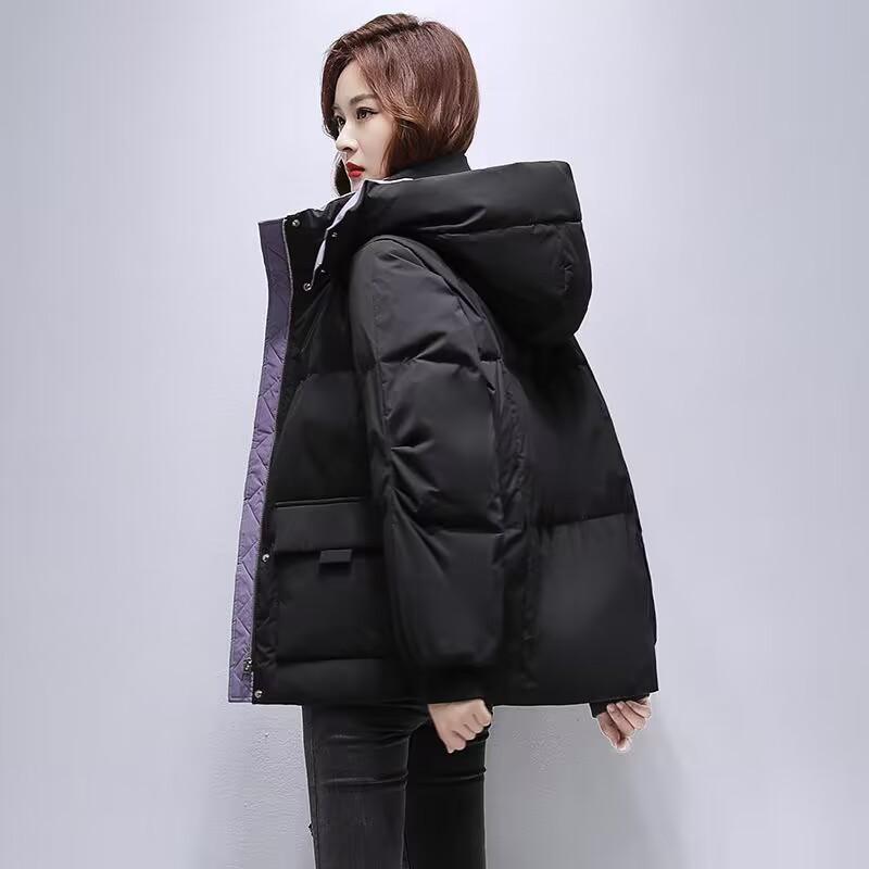 

Women Winter Coat Jacket Warm Down Cotton Parkas Korean Female Loose Hooded Down Coat Women s Parkas XL чёрный