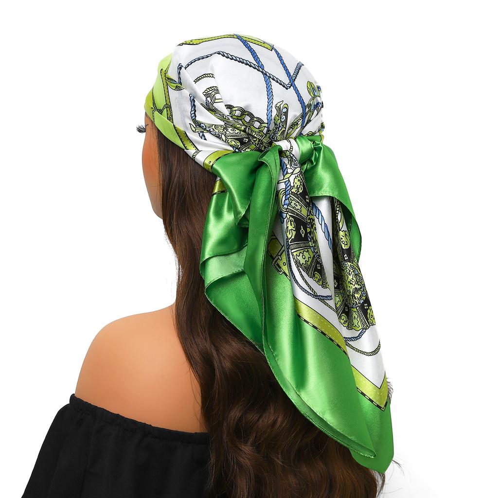 Cachecóis Populares Europa E América Moda Bandanas Nova Estampa Protetor Solar 90X90CM Lenço Quatro Estações Lenços de Seda Quadrados de Luxo