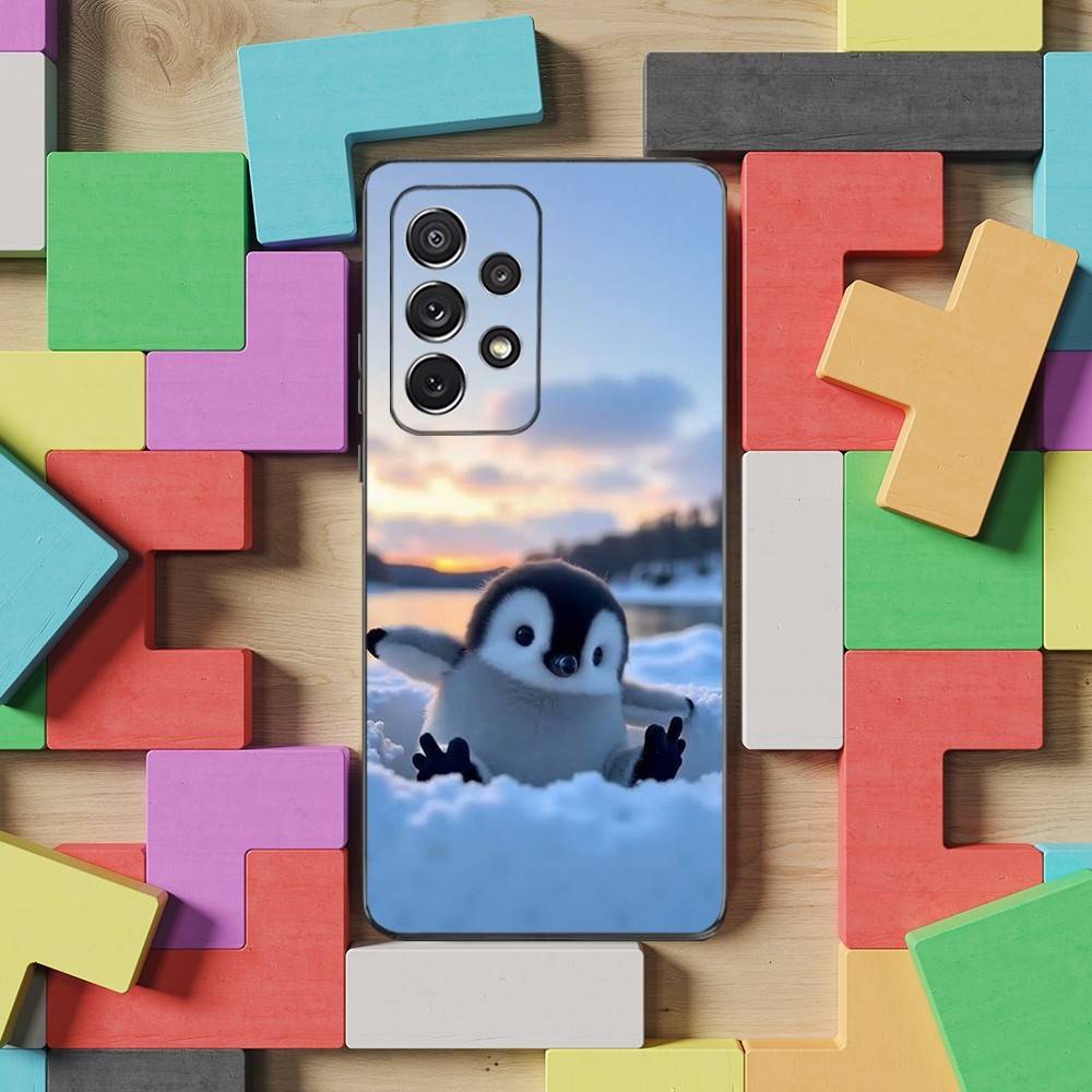 Süßes Tier P-Pingu Pinguin Hülle Für Samsung S21,S9,S22,S25,S20,S10,Plus,Ultra,S24,S23,FE,Lite,Weiches Silikon Schwarz