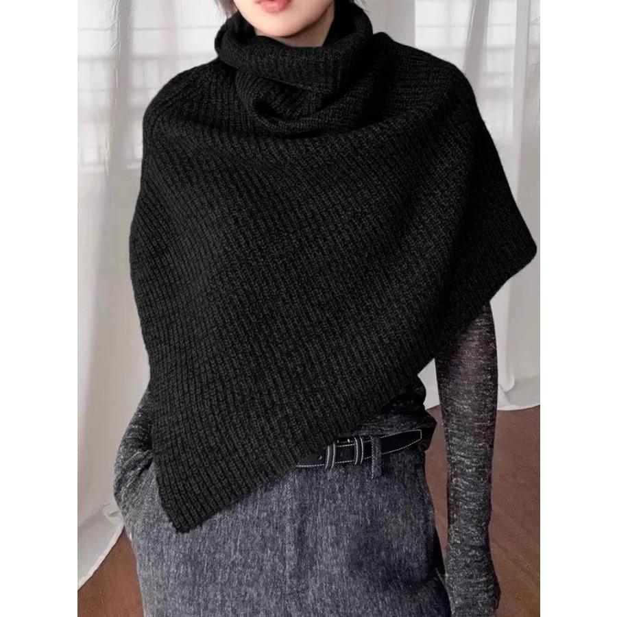 Women High Collar Knitted Neck Warmer Winter Open Front Cowl Scarf Fashion Layered Cape Neck Wrap Warm Knit Snood
