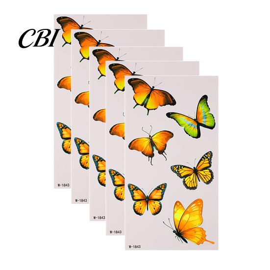 Temporary Body Art Decals 5 Sheets Butterfly Tattoo Stickers, Waterproof Flower Tattoos, Colorful Removable Stickers Face Tattoos for Parties