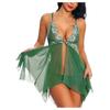 Ladies Sexy Multi-Erotic Pajamas Lace Lace Solid Color Mesh V-Neck Nightdress