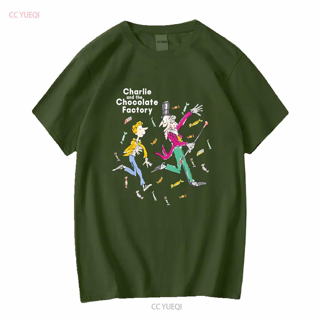 CHARLIE UND DIE SCHOKOLADENFABRIK Kinder T-Shirt lang- oder kurzärmelig Vintage Gewaschene Mode Bequemes Oberteil für den Alltag