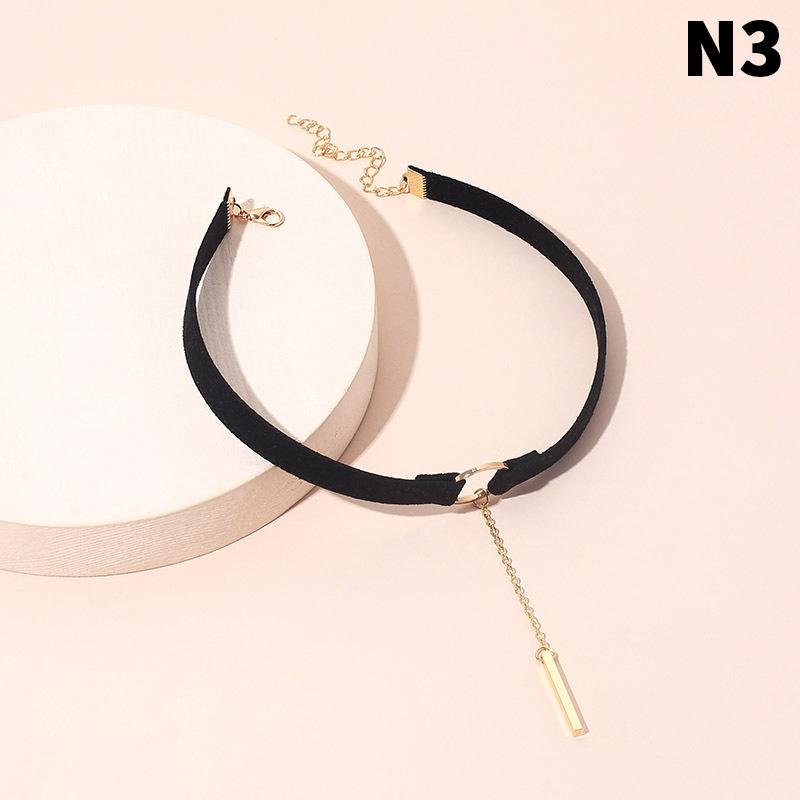 Colier Guler Punk Negru Maro Piele Nouă Modă Pentru Fete Femei Pandantiv Rotund Geometrie Guler Colier