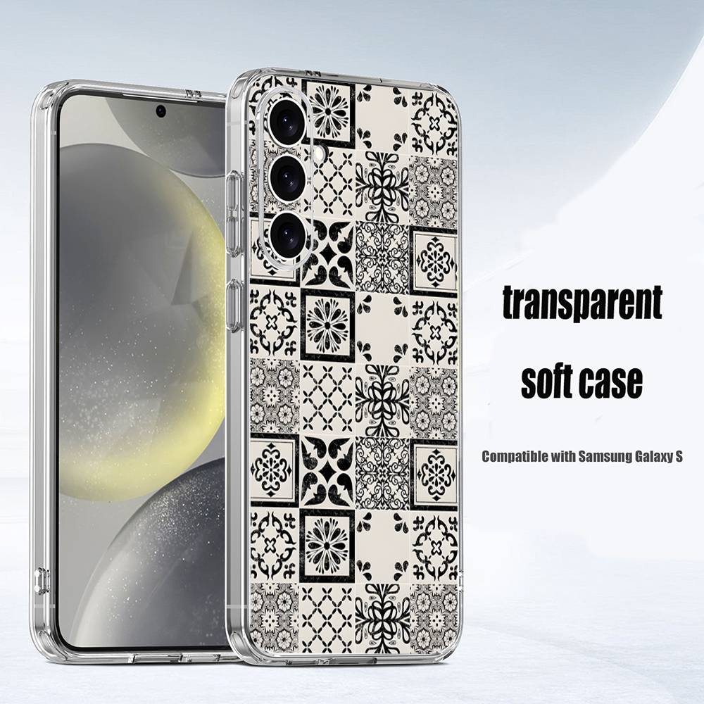 M-Moroccan Tile Phone Case For Samsung S24,30,21,22,23,20 FE,lite,PIus,Ultra,5G,Note,9,10 Transparent Cover