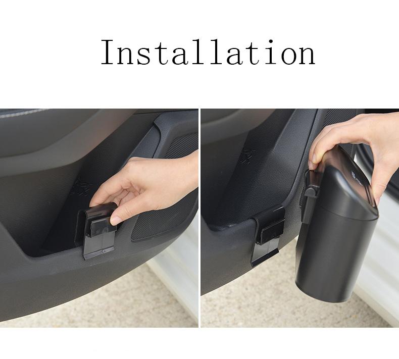 Universal Car Trash Bin Hanging Vehicle Garbage Can with lid Storage Box Abs Square Pressing Trash Can Auto Interior Accessories