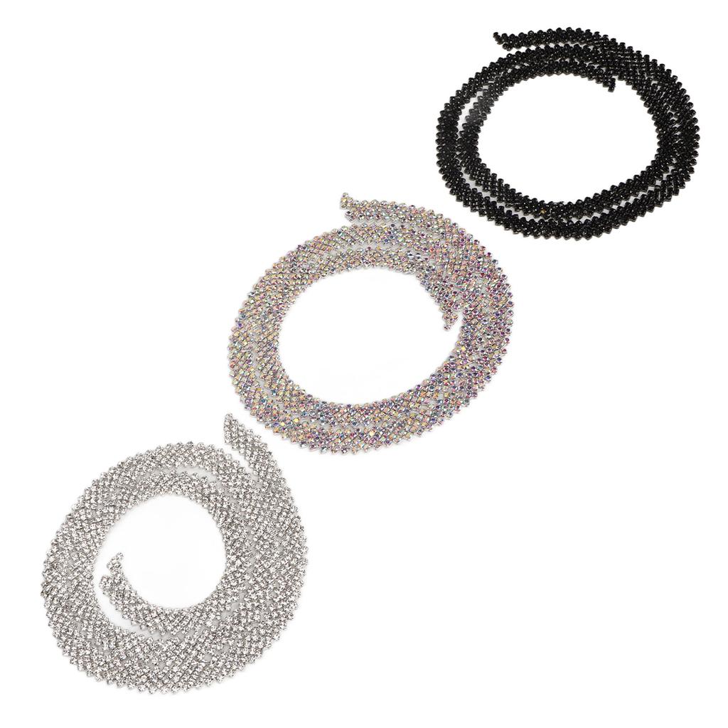 3 Yard 5 Rows Rhinestone Trim Glittering Sparkling Beautiful 3 Colors Rhinestone Chain Applique for Wedding Clothing
