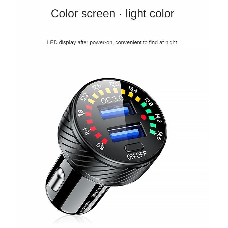 12 24V Dual USB Car Charger QC 3.0 Waterproof 18W Fast Charging Marquee Light LED Voltmeter ON OFF Switch Car-charger Adapter