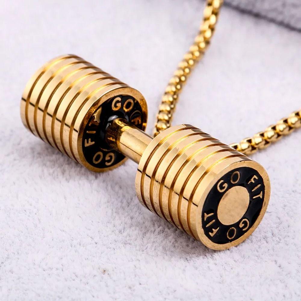 Zinc Zinc Alloy Dumbbell Necklace Strength Training Dumbbell Sports Necklace  Jewelry Accessories