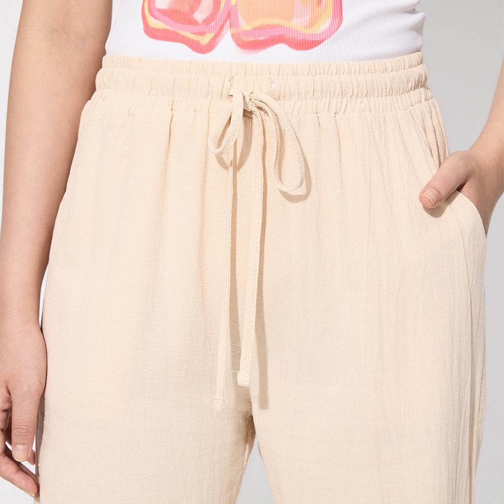 Women's Commuter Draped Solid Color Tie Pocket High Waist Wide Leg Casual Pants