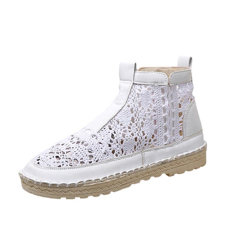 Woman Summer Sandals Boots Fashion White Lace Simple Women Casual Shoes Flats Sneakers Versatile Breathable Hollow Women's Shoes