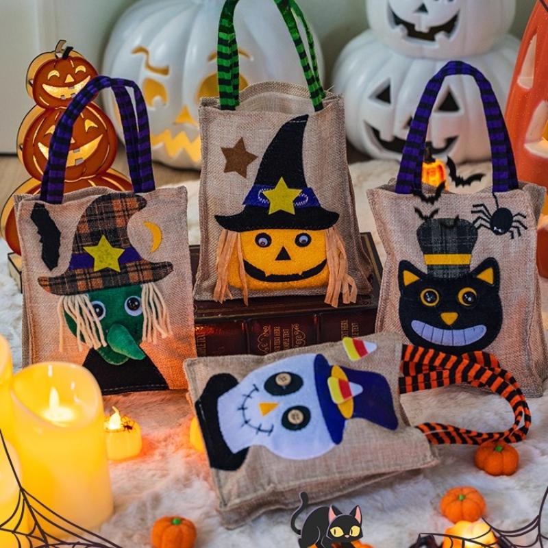 Halloween Decoration Children's Candy Bag Kindergarten Tote Bag Pumpkin Bucket Jar Activity Small Gift Candy Storage Bags