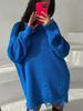 Women's Autumn/Winter Solid Color Ripped Knit Sweater Dress - Round Neck, Long Sleeve, Mid-Length Pullover