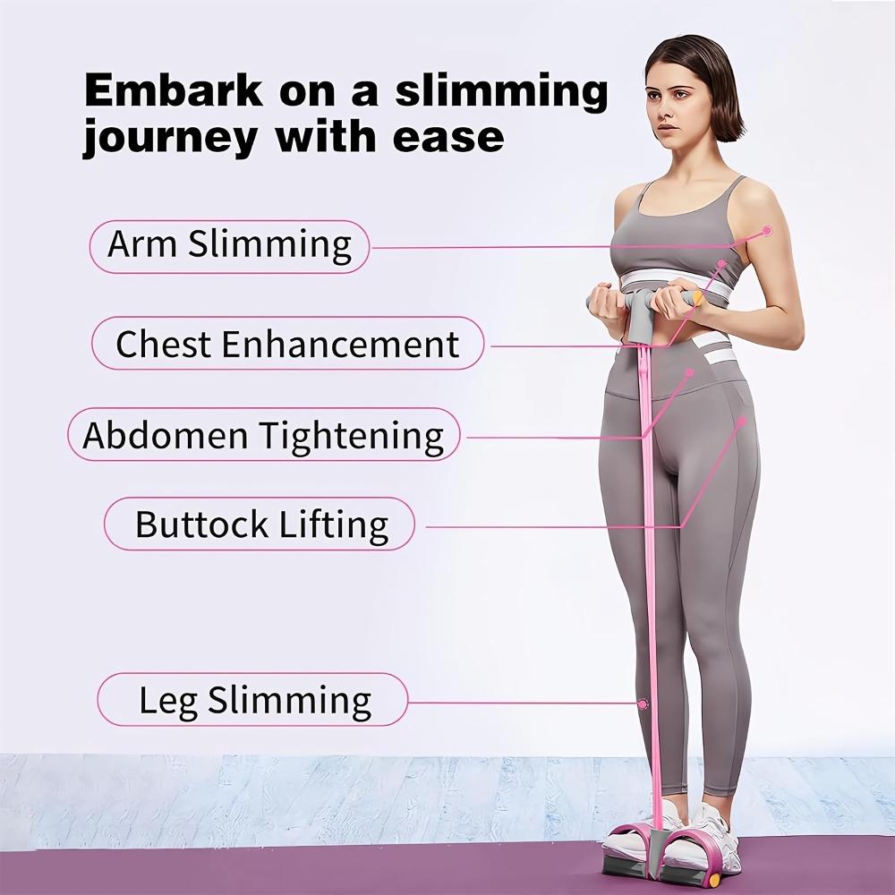 1 Stück Elastisches Vier-Schlauch-Band, Tragbares Pilates-Yoga-Trainingsgerät, Kompaktes Heim-Kraftsystem, mit rutschfesten Pedalen + Komfortgriff