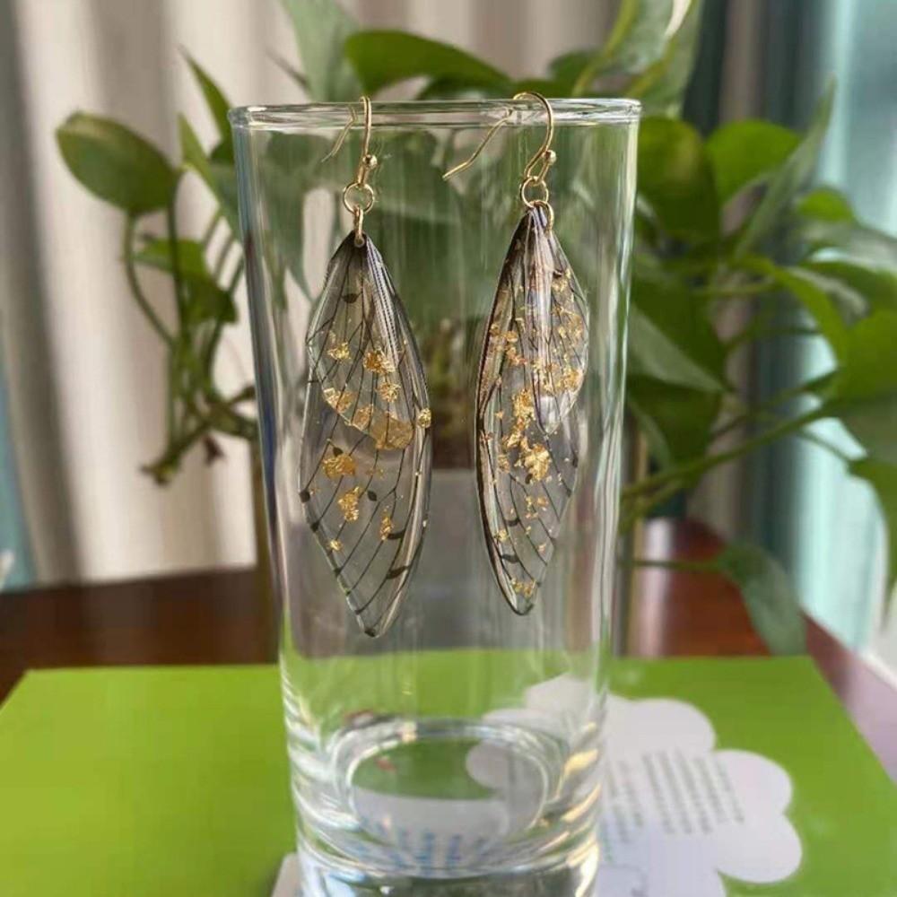 Fairy Clear Butterfly Drop Earrings Gradient Resin Dangle Earrings Bling Foil Rhinestone Simulation Wing Earring