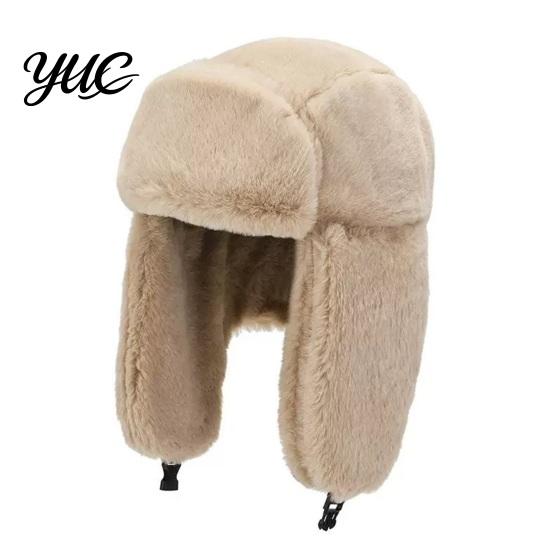 Warm Gift for Winter Ear Protection Hat, Plush Velvet Windproof Cold-proof Cap with Chin Thickened Caps Buckle, Soft Thick Imitation Rabbit