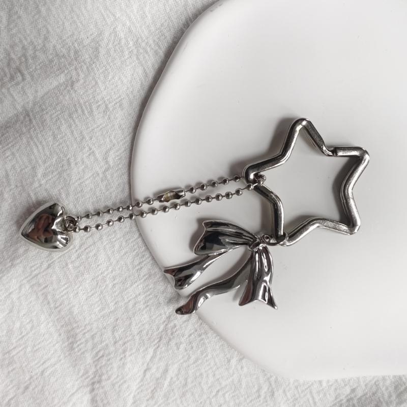Heart Star Bowknot Charm Keychains Sweet Lovely Pendant Hangings Ornament Keyring Backpack Decoration for Women Girls