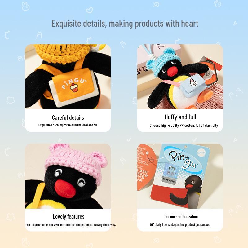 Pingente de Pelúcia Chapéu de Coco Original de Pinguim Boneca Pingente para Mochila Chaveiro Presente