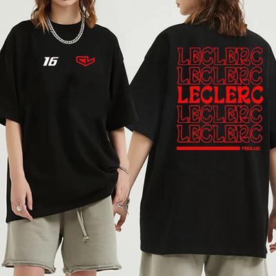 Nové unisexové závodní tričko se 16 písmeny F-1 Charles Leclerc s vytištěným 16 písmeny F Racing 1 fanoušek Unisex Harajuku neformální bavlněné tričko