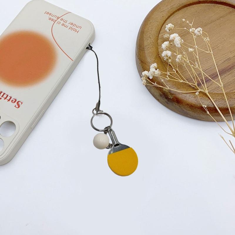 Playing Table Tennis Metal Key Rings Hanging Decorations for Key Backpacks Pingpong Keychain Keyrings Pingpong Key Chain