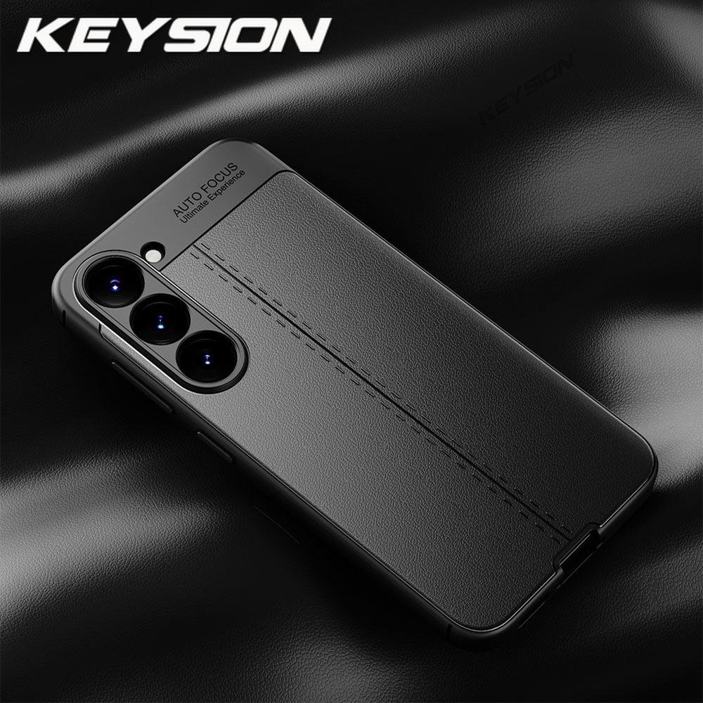 

Противоударный чехол KEYSION для Samsung S25 S24Ultra S25+ S24+ Plus с текстурой кожи, мягкий силиконовый чехол для задней панели телефона Galaxy S24 FE for Galaxy S25 чёрный