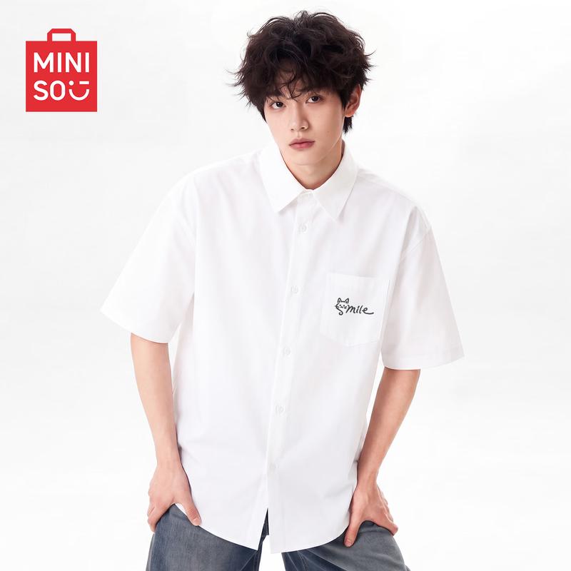 MINISO Men s Casual Oxford Short Sleeve Shirt 3XL