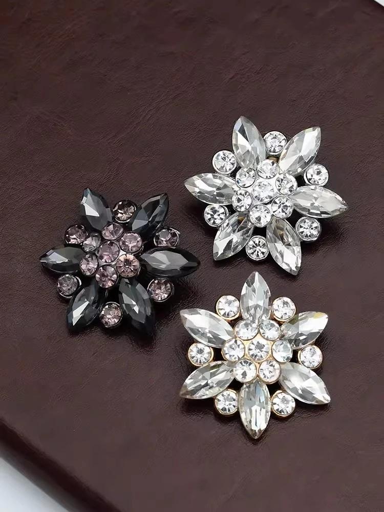 1pcs Rhinestone Buttons for Fur Coat Cardigan Rhinestone for Needlework Collar Sewing Embellishment Replace Metal Buckle