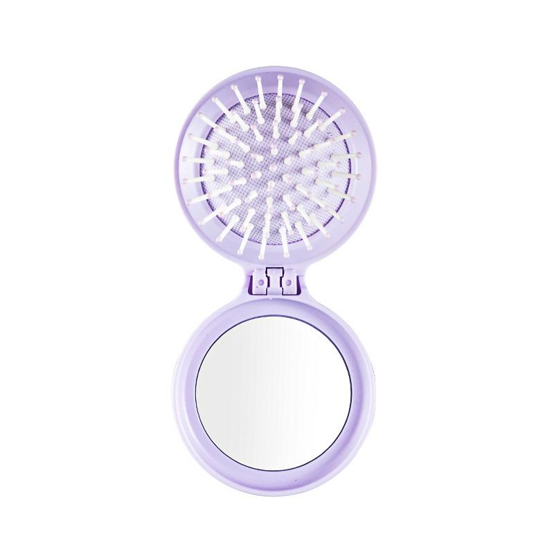1pc Mini Pocket Mirror Folding Comb Anti static Portable Round Pocket Airbag Massage Comb with Mirror Styling Comb