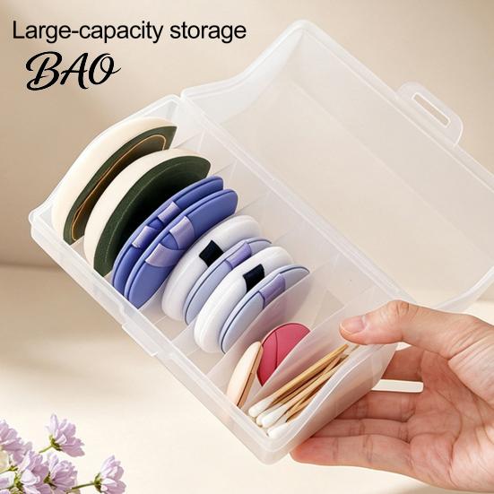 Makeup Sponge Holder Powder Puff Storage Box, Flip-top Lid Transparent Holder, Stackable Vanity Organizer Cosmetic Case for Dressing Table And Travel
