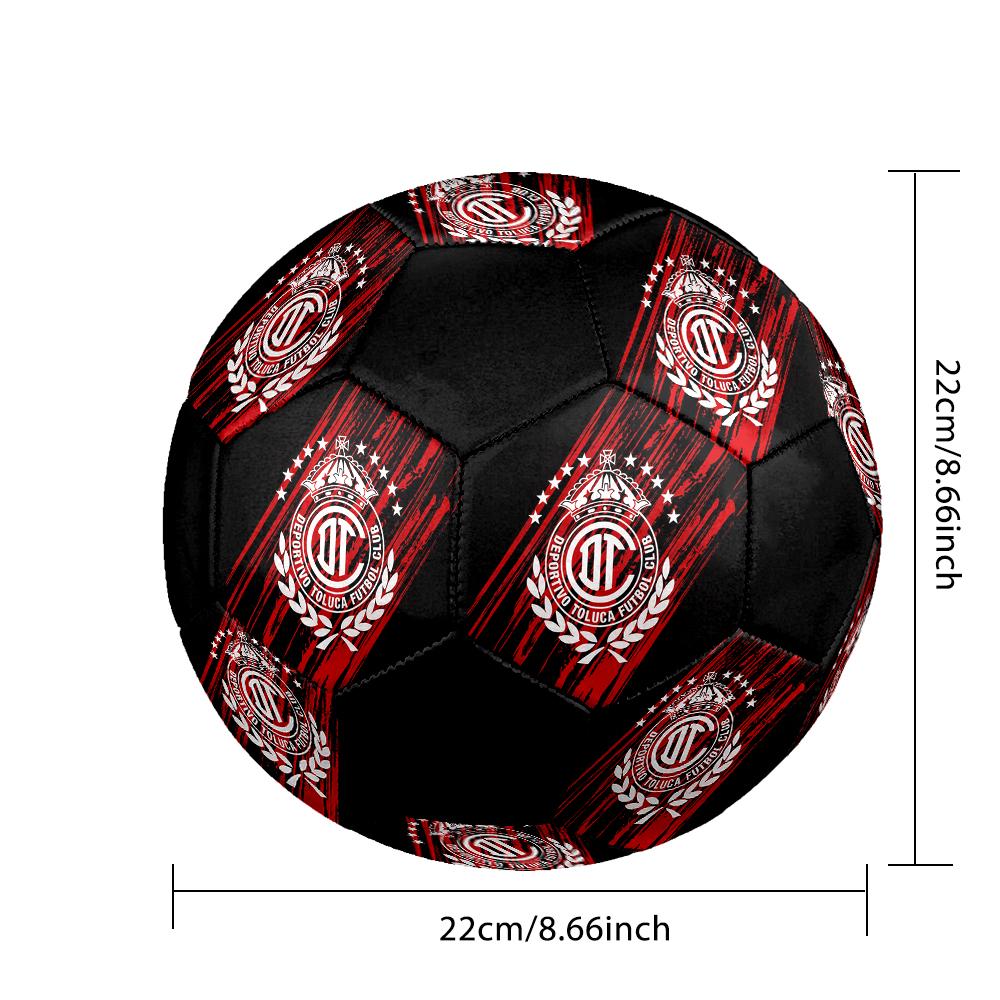 SIZE 5 Deportivo Toluca F.C. Soccer Ball Colorful All Ages Machine Stitched PVC Competition Ready Durable High-Bounce