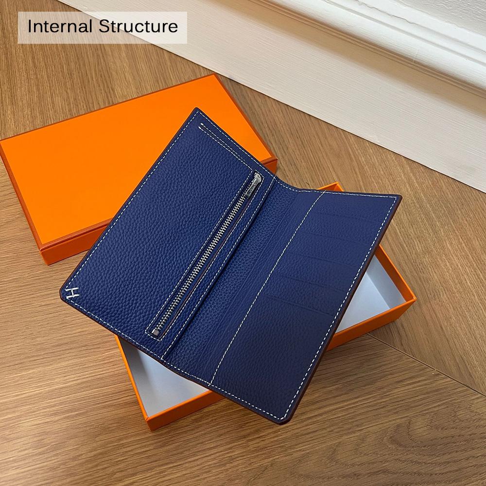 2025 New Genuine Leather Women Wallets Long Purse H Thread First Layer of Cowhide Wallet For Ladies Bifold Billfold