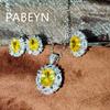 925 Sterling Silver Fashion Luxury Sunflower Zircon Ring Earrings Necklace Set Birthday Party Anniversary Gift