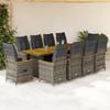 11 Piece Garden Bistro Set with Cushions Grey Poly Rattan