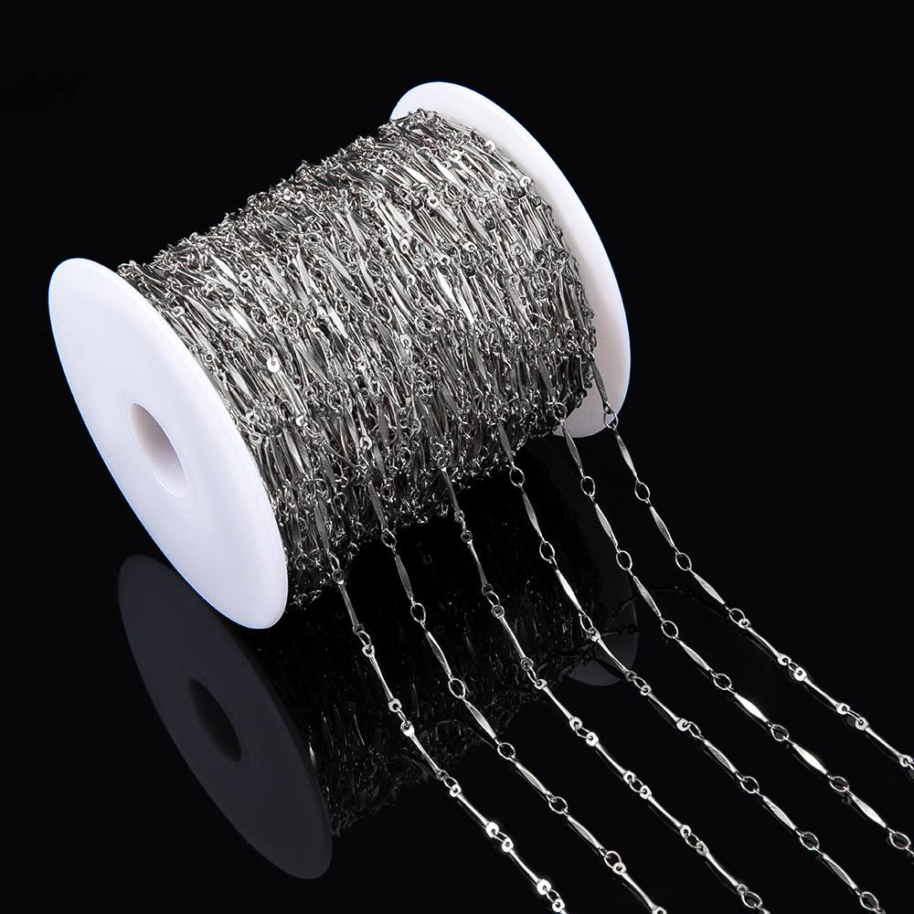 No Fade 1Meter Stainless Steel Gold & Silver Color Twist Stick Link Chain Bulk Chains for DIY Necklace Bracelet Jewelry Making