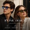 Retro Bold Square Sunglasses Unisex Black Rivet Decor UV400 Protection Fashion Shades Men Women Trendy Daily Outdoor Sun Glasses